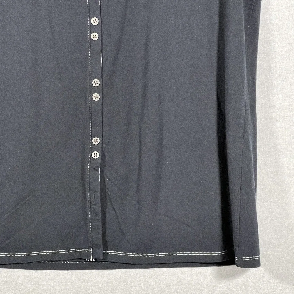 Soma Pajama Top Women Large Dark Grey Excellent Button Front Contrast Stitch